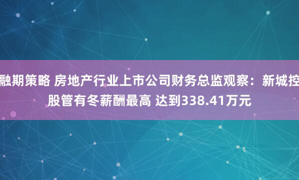融期策略 房地产行业上市公司财务总监观察：新城控股管有冬薪酬最高 达到338.41万元